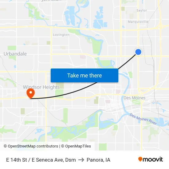 E 14th St / E Seneca Ave, Dsm to Panora, IA map