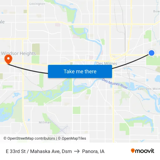 E 33rd St / Mahaska Ave, Dsm to Panora, IA map
