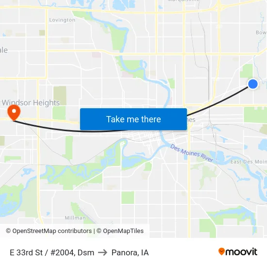 E 33rd St / #2004, Dsm to Panora, IA map