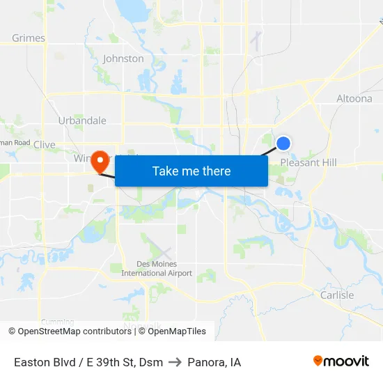 Easton Blvd / E 39th St, Dsm to Panora, IA map