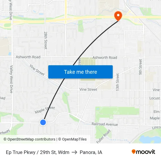 Ep True Pkwy / 29th St, Wdm to Panora, IA map