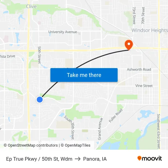 Ep True Pkwy / 50th St, Wdm to Panora, IA map