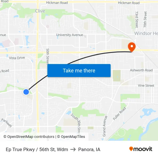 Ep True Pkwy / 56th St, Wdm to Panora, IA map