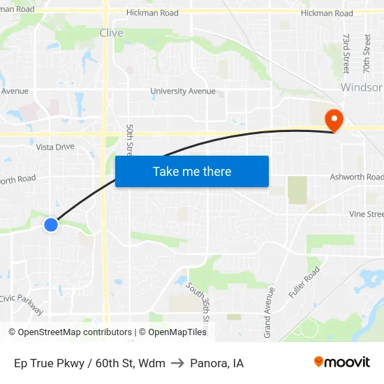 Ep True Pkwy / 60th St, Wdm to Panora, IA map