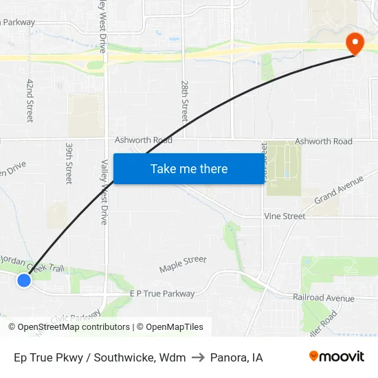 Ep True Pkwy / Southwicke, Wdm to Panora, IA map