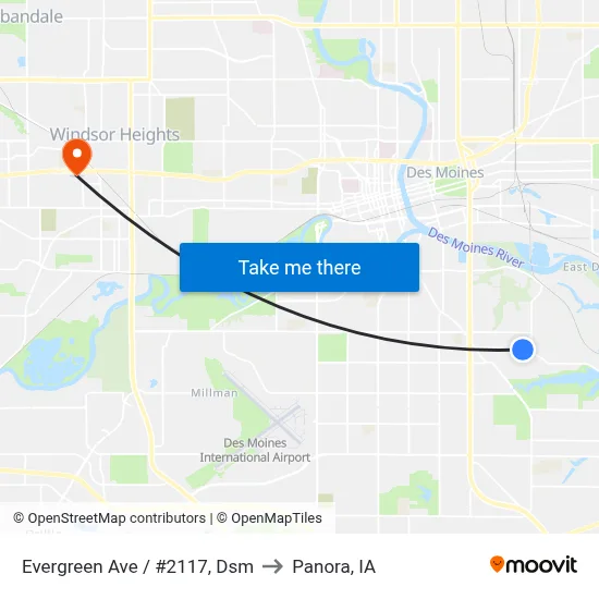 Evergreen Ave / #2117, Dsm to Panora, IA map
