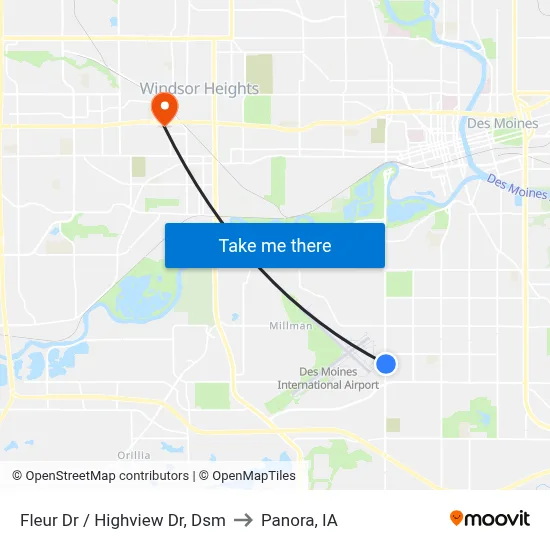Fleur Dr / Highview Dr, Dsm to Panora, IA map
