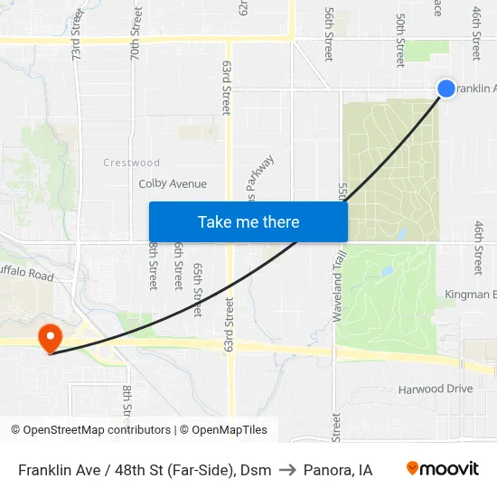 Franklin Ave / 48th St (Far-Side), Dsm to Panora, IA map