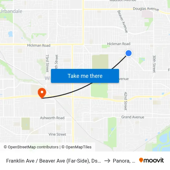 Franklin Ave / Beaver Ave (Far-Side), Dsm to Panora, IA map