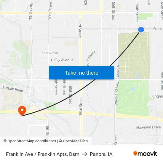 Franklin Ave / Franklin Apts, Dsm to Panora, IA map