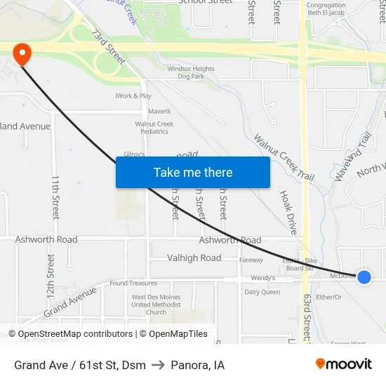 Grand Ave / 61st St, Dsm to Panora, IA map