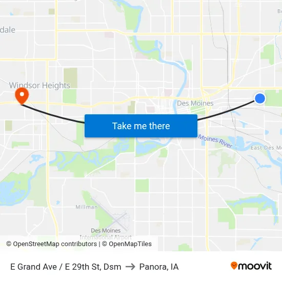 E Grand Ave / E 29th St, Dsm to Panora, IA map
