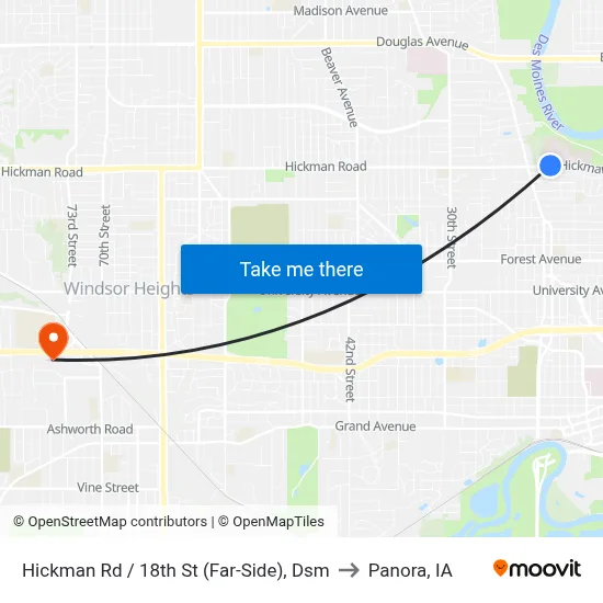Hickman Rd / 18th St (Far-Side), Dsm to Panora, IA map