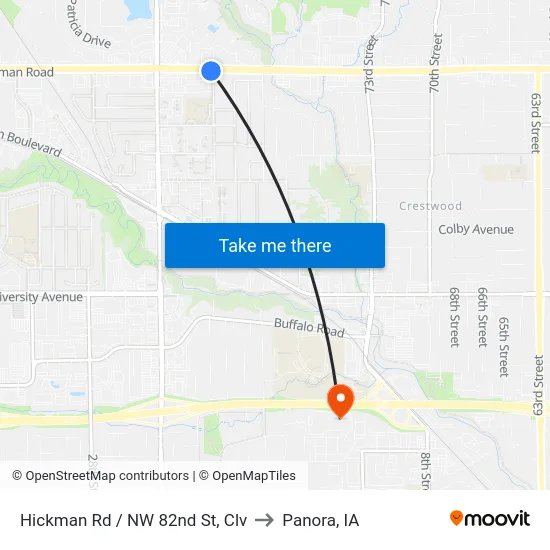 Hickman Rd / NW 82nd St, Clv to Panora, IA map