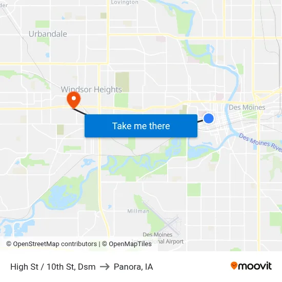 High St / 10th St, Dsm to Panora, IA map