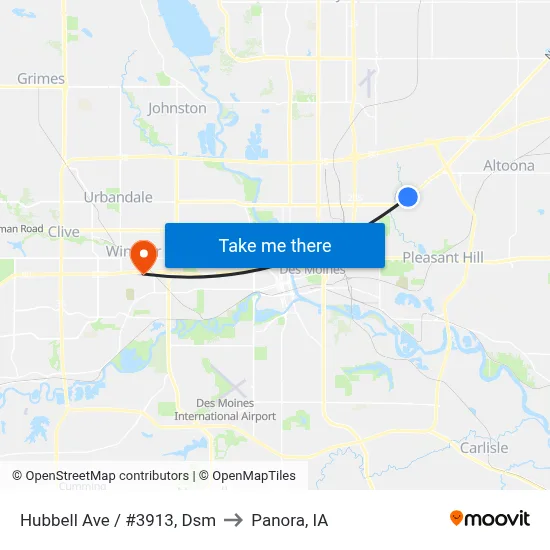 Hubbell Ave / #3913, Dsm to Panora, IA map