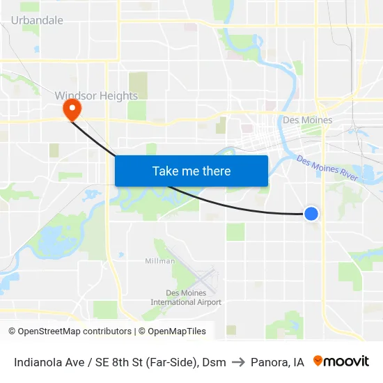 Indianola Ave / SE 8th St (Far-Side), Dsm to Panora, IA map