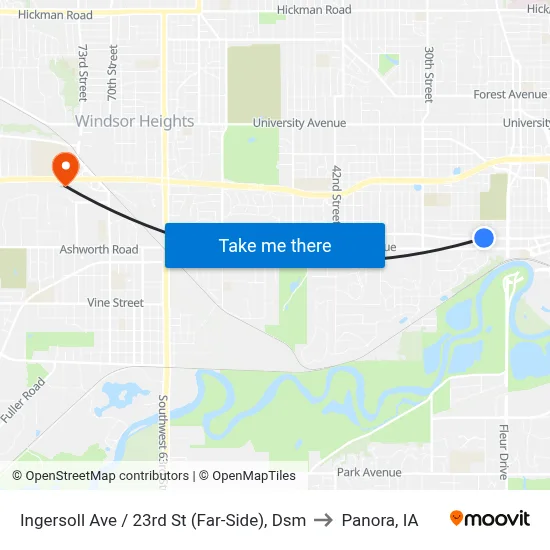Ingersoll Ave / 23rd St (Far-Side), Dsm to Panora, IA map