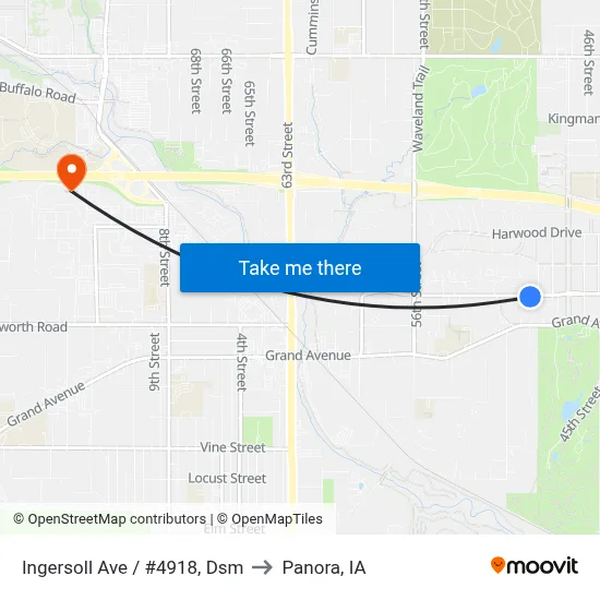 Ingersoll Ave / #4918, Dsm to Panora, IA map