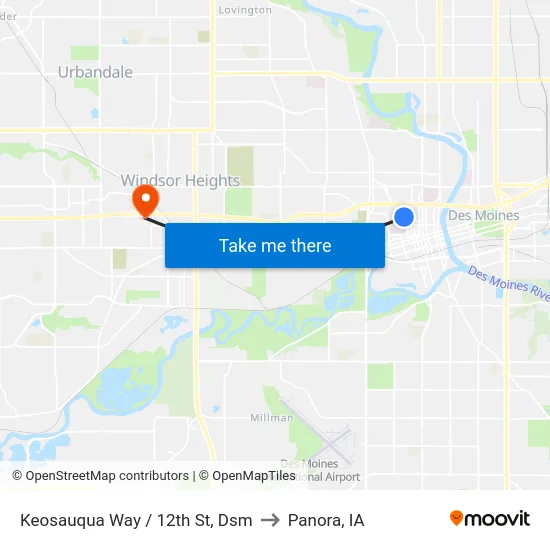 Keosauqua Way / 12th St, Dsm to Panora, IA map