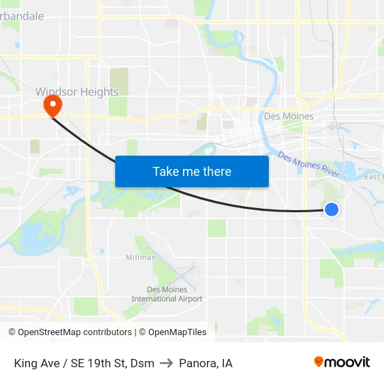 King Ave / SE 19th St, Dsm to Panora, IA map