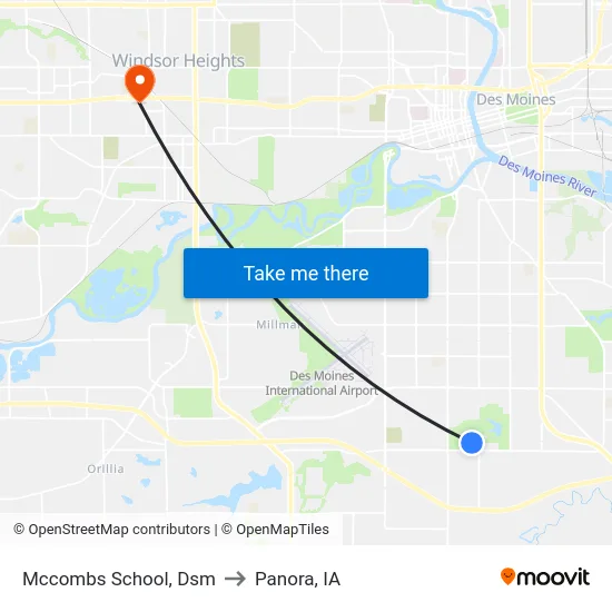 Mccombs School, Dsm to Panora, IA map