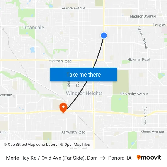 Merle Hay Rd / Ovid Ave (Far-Side), Dsm to Panora, IA map