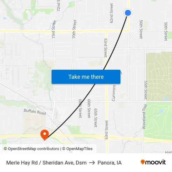 Merle Hay Rd / Sheridan Ave, Dsm to Panora, IA map