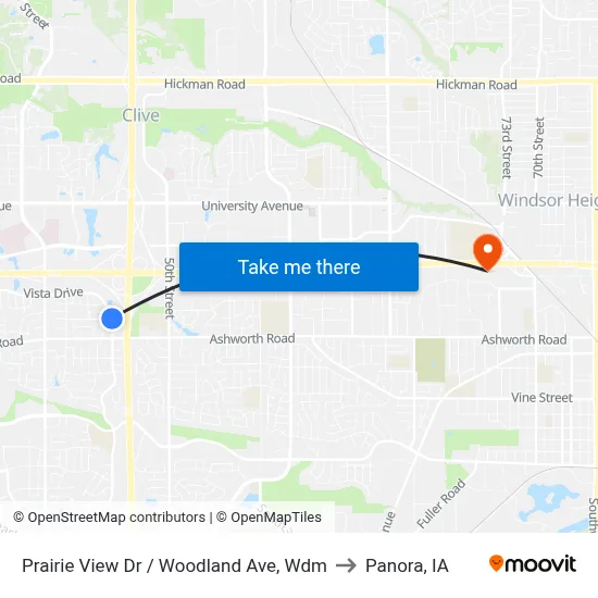 Prairie View Dr / Woodland Ave, Wdm to Panora, IA map