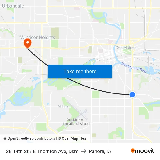 SE 14th St / E Thornton Ave, Dsm to Panora, IA map