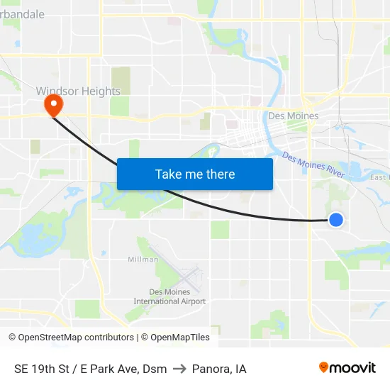 SE 19th St / E Park Ave, Dsm to Panora, IA map