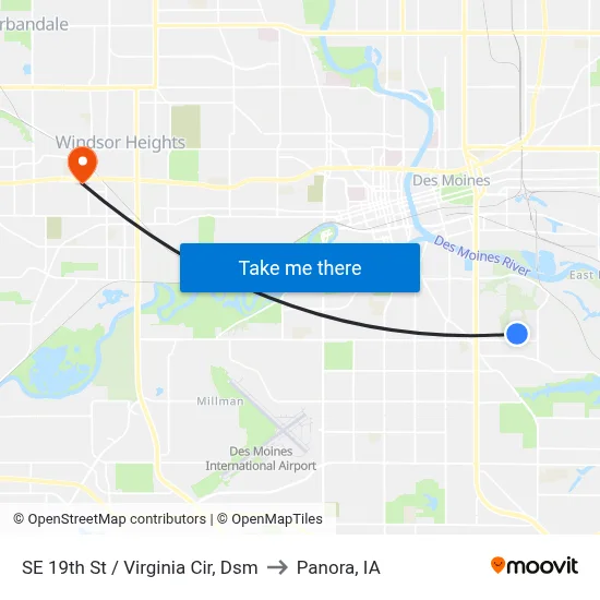 SE 19th St / Virginia Cir, Dsm to Panora, IA map