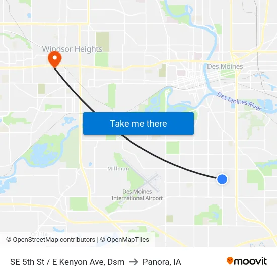 SE 5th St / E Kenyon Ave, Dsm to Panora, IA map