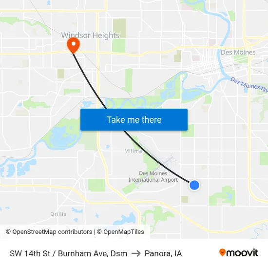 SW 14th St / Burnham Ave, Dsm to Panora, IA map