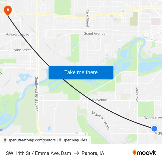 SW 14th St / Emma Ave, Dsm to Panora, IA map