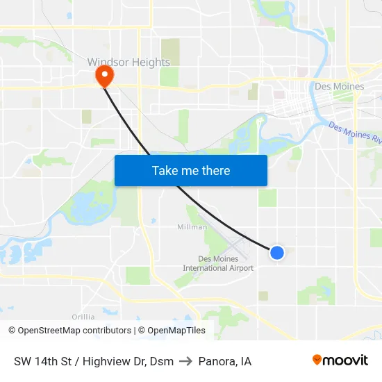 SW 14th St / Highview Dr, Dsm to Panora, IA map
