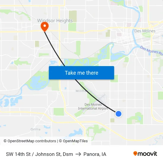 SW 14th St / Johnson St, Dsm to Panora, IA map