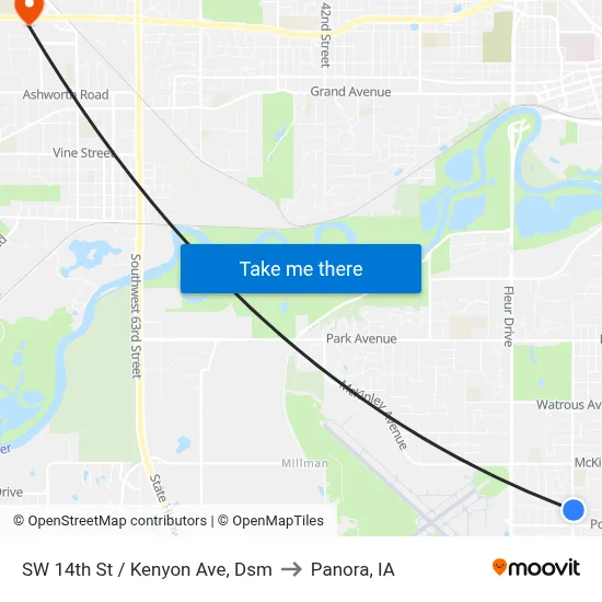 SW 14th St / Kenyon Ave, Dsm to Panora, IA map