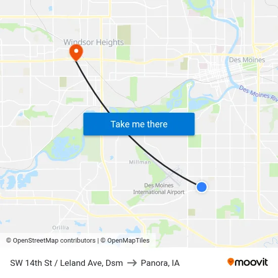 SW 14th St / Leland Ave, Dsm to Panora, IA map