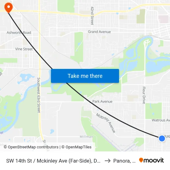 SW 14th St / Mckinley Ave (Far-Side), Dsm to Panora, IA map
