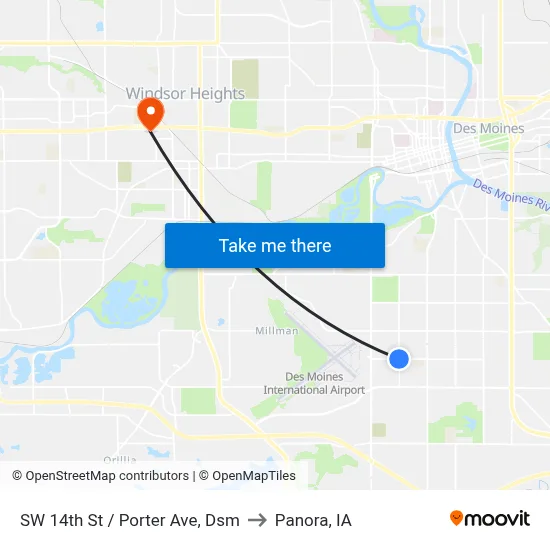 SW 14th St / Porter Ave, Dsm to Panora, IA map