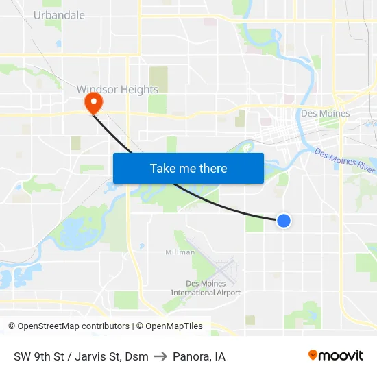SW 9th St / Jarvis St, Dsm to Panora, IA map