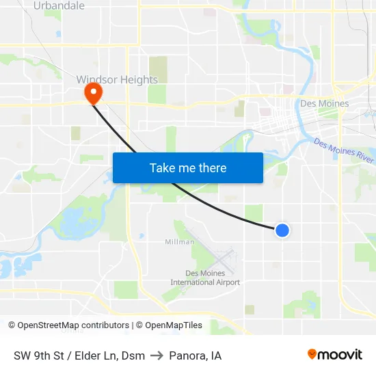 SW 9th St / Elder Ln, Dsm to Panora, IA map