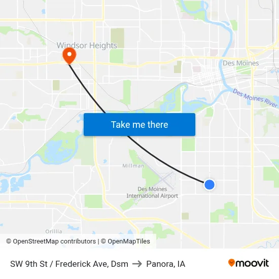 SW 9th St / Frederick Ave, Dsm to Panora, IA map