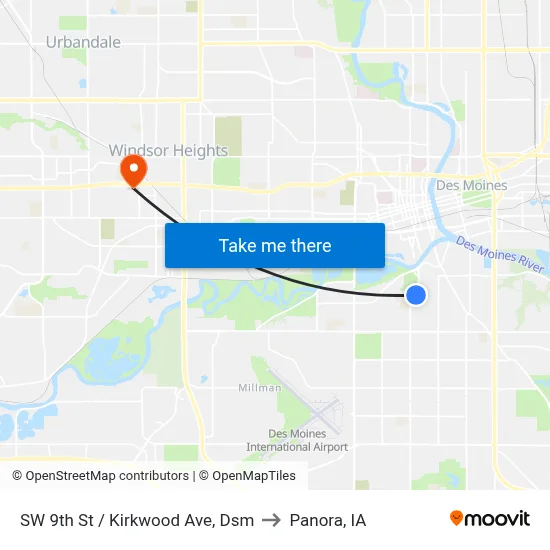 SW 9th St / Kirkwood Ave, Dsm to Panora, IA map
