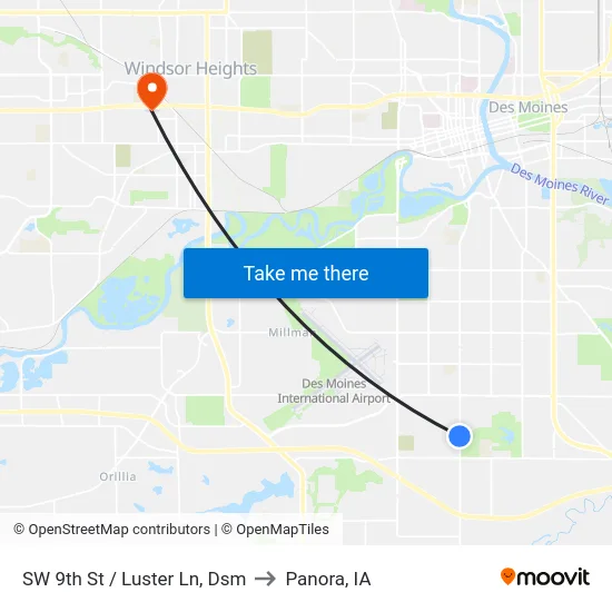 SW 9th St / Luster Ln, Dsm to Panora, IA map