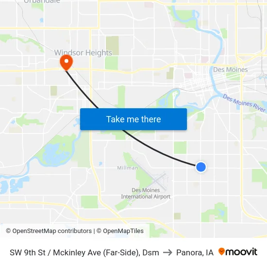 SW 9th St / Mckinley Ave (Far-Side), Dsm to Panora, IA map