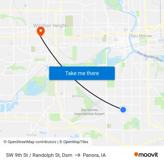 SW 9th St / Randolph St, Dsm to Panora, IA map