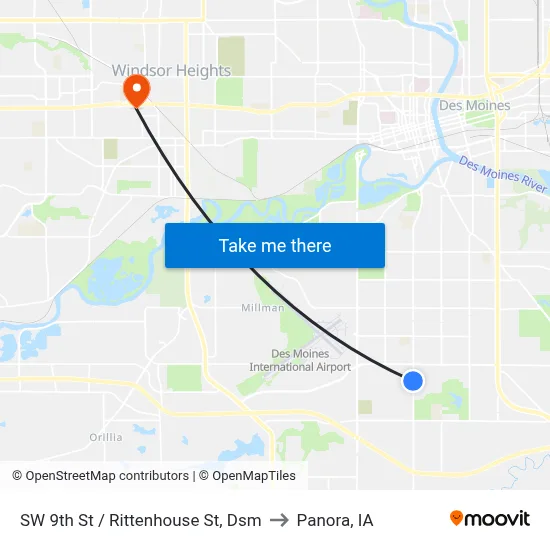 SW 9th St / Rittenhouse St, Dsm to Panora, IA map