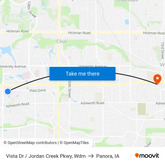 Vista Dr / Jordan Creek Pkwy, Wdm to Panora, IA map